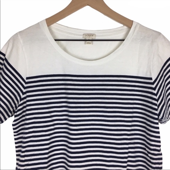 J CREW Factory T Shirt Top Short Sleeve Stripe Navy Classic Minimalist Medium - Picture 2 of 10